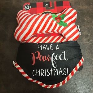 WOOF CHRISTMAS HOLIDAY DOG TOY/BANDANA SET: NEW WITH TAGS: SIZE S/M